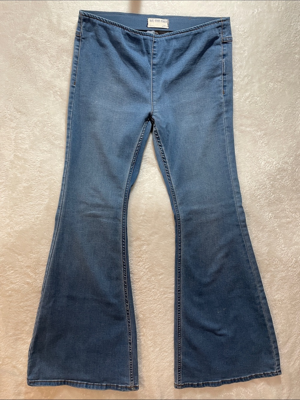 We the Free Penny Flare Jeans Size 29S Blue Denim Pull On Hippie Boho Retro